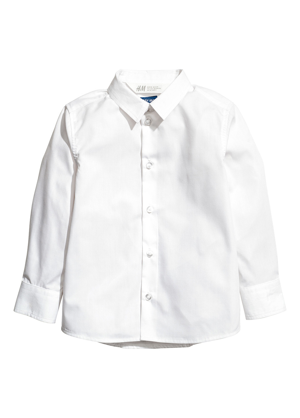 Белая классическая рубашка H&M с длинным рукавом
