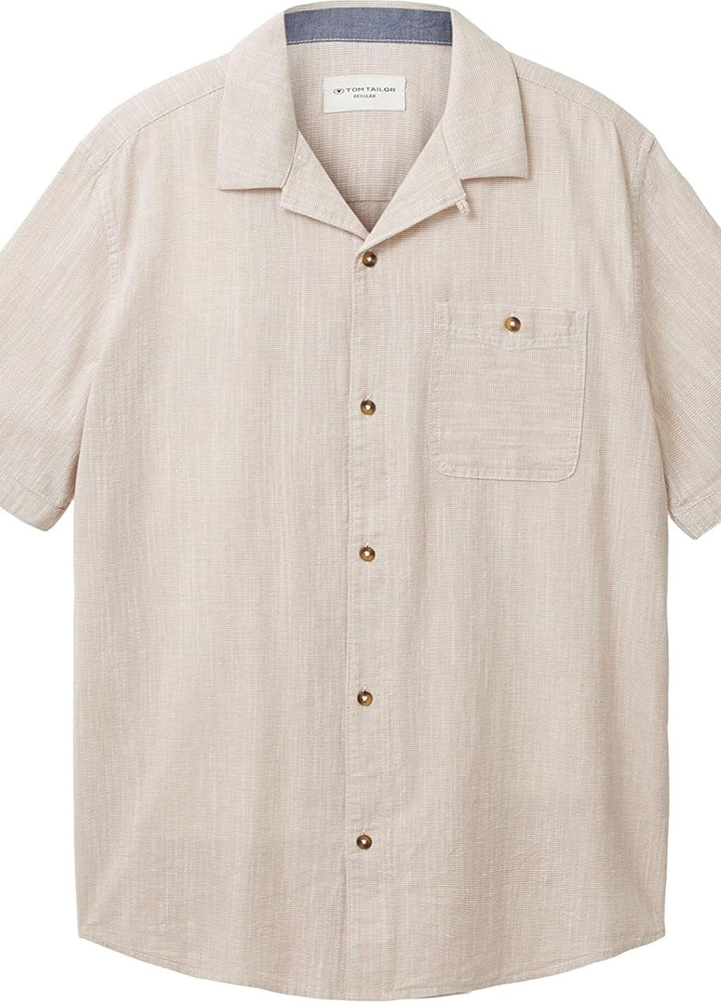 Светло-бежевая кэжуал рубашка однотонная Tom Tailor