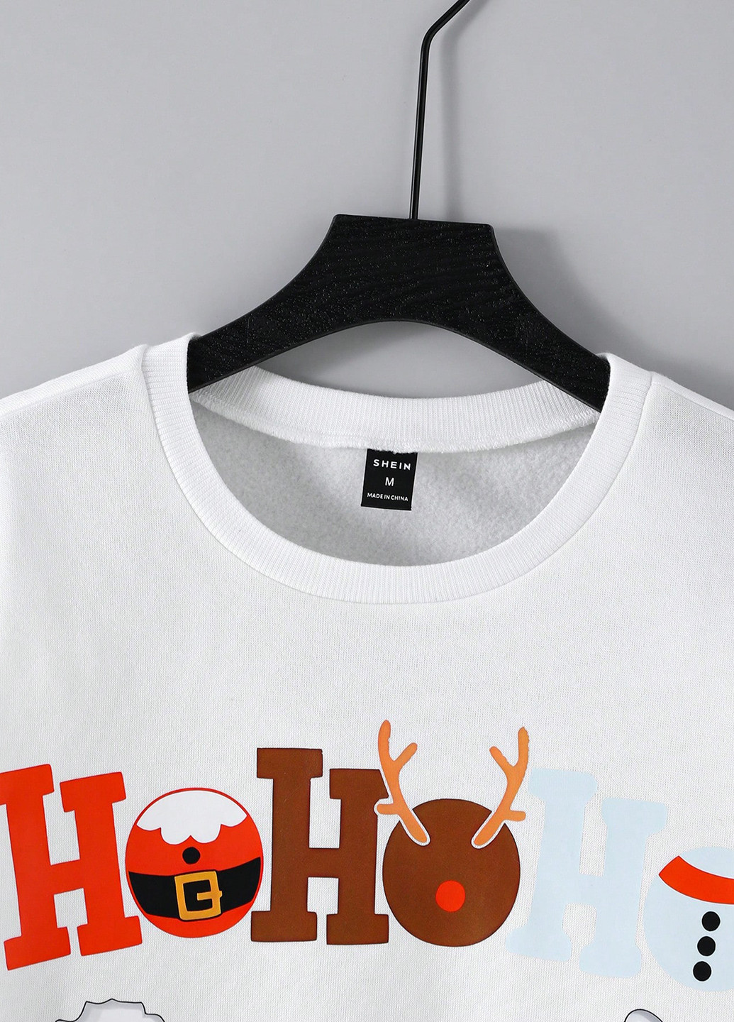 Белый свитшот SHEIN новогодний без декора (366748222)