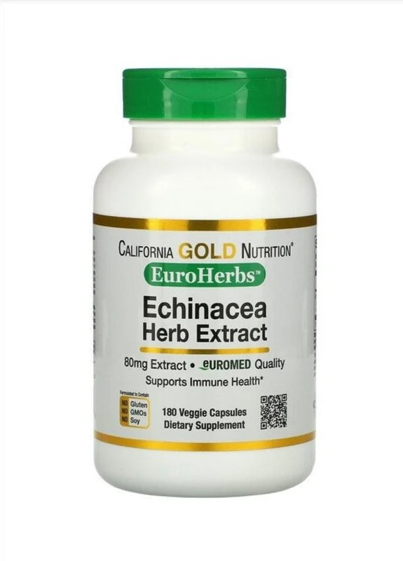 Экстракт эхинацеи Echinacea Herb Extract 80 mg 180 Veggie Capsules California Gold Nutrition (254325776)