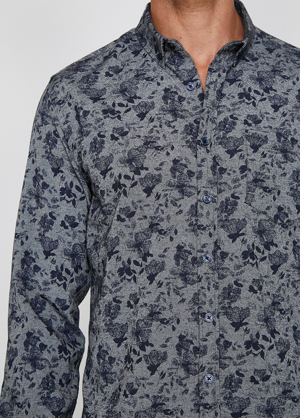 Темно-синяя кэжуал рубашка с цветами KOTON