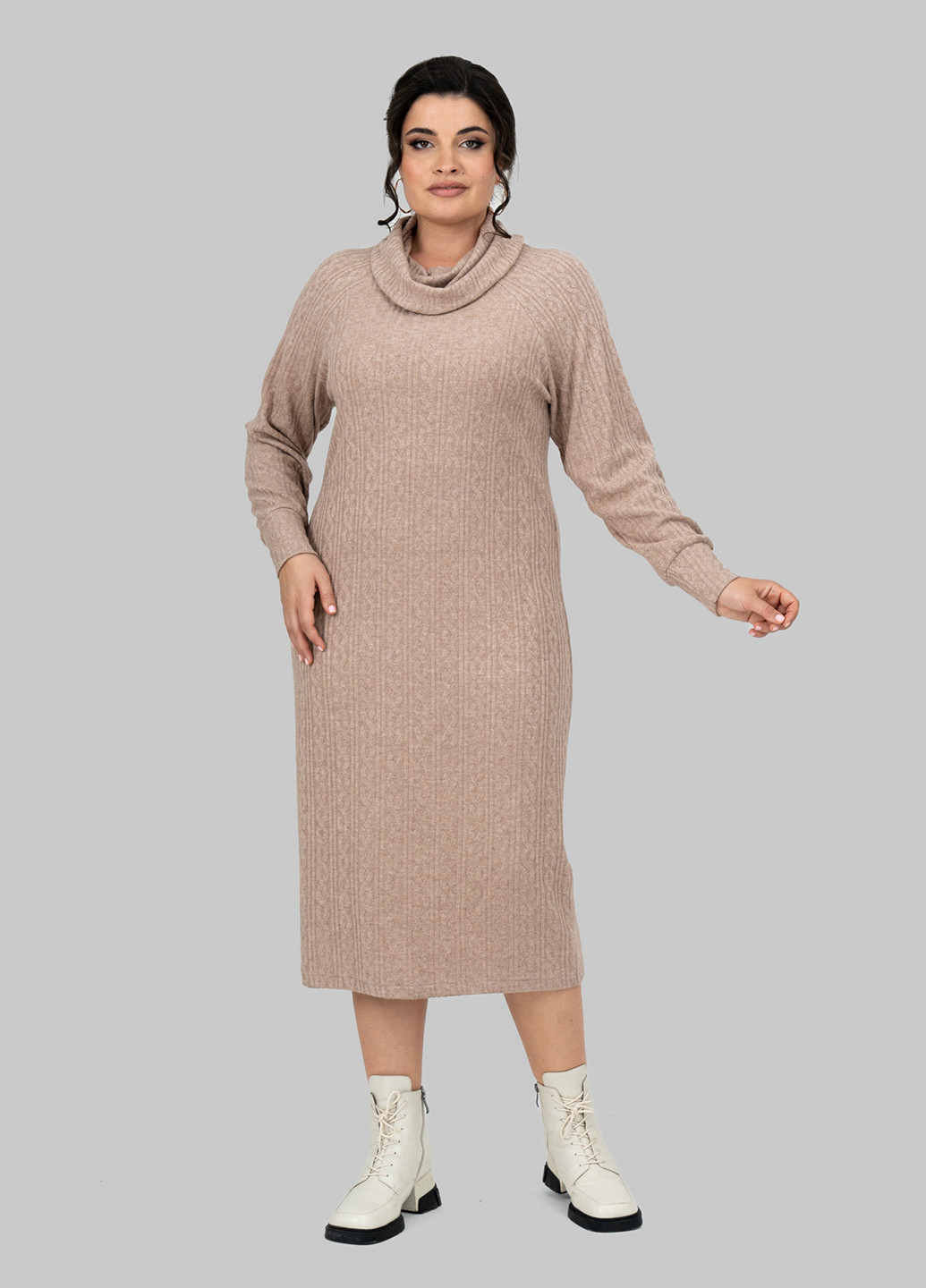 Темно-бежева кежуал сукня сукня светр A'll Posa однотонна