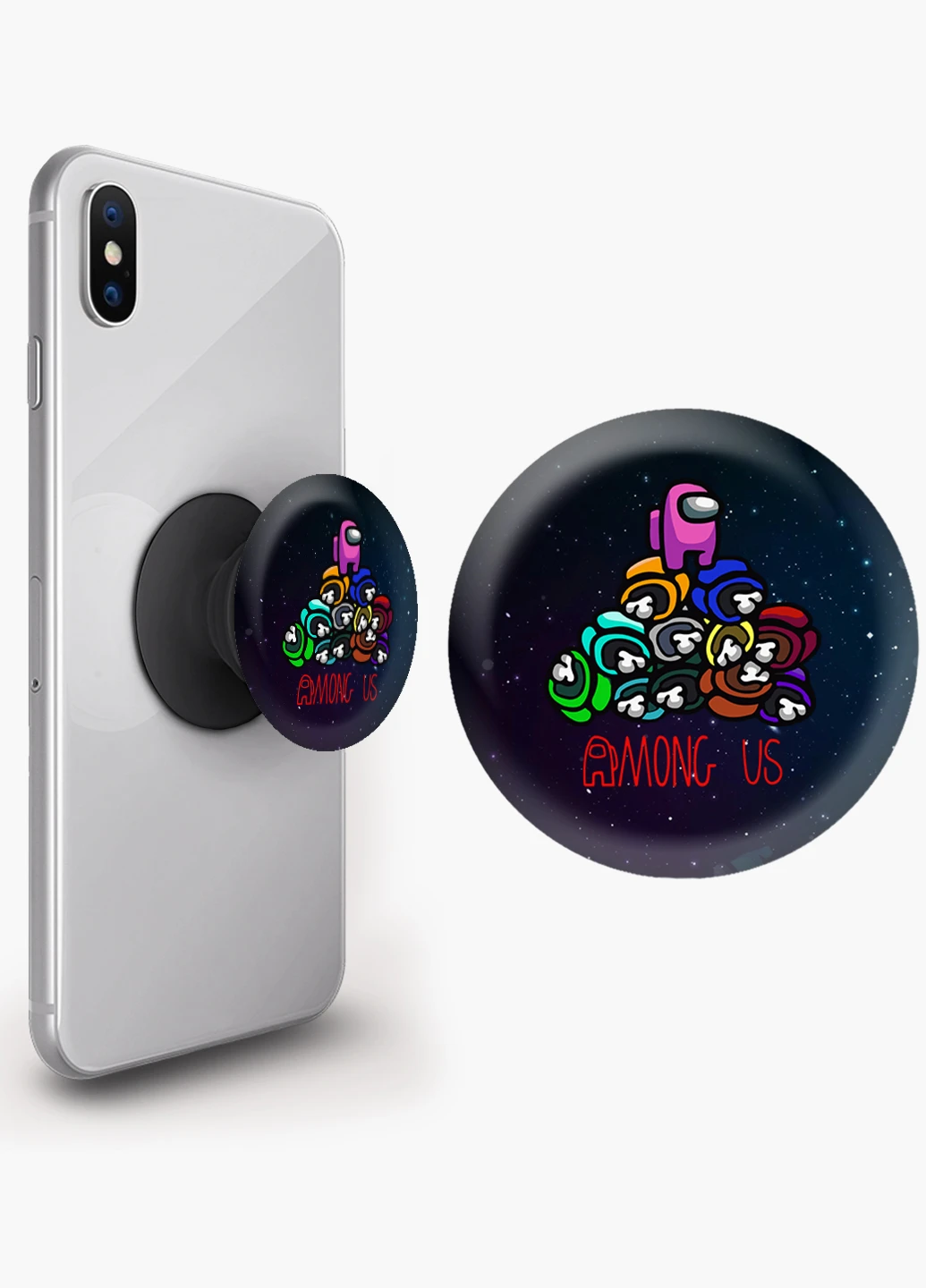 Попсокет (Popsockets) тримач для смартфону Амонг Ас (Among Us) (8754-2594) Чорний MobiPrint (216836515)