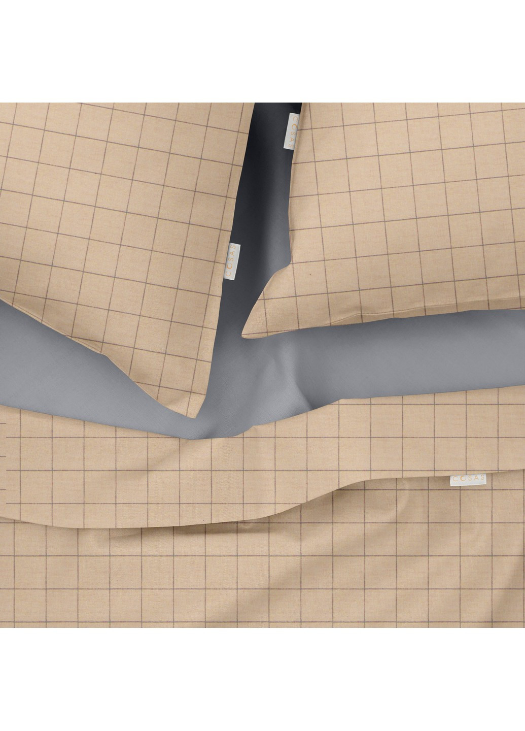 Комплект семейного постельного белья на резинке Cell Ashbeige Grey 2х160х220 (4822052083055) Cosas (252029529)