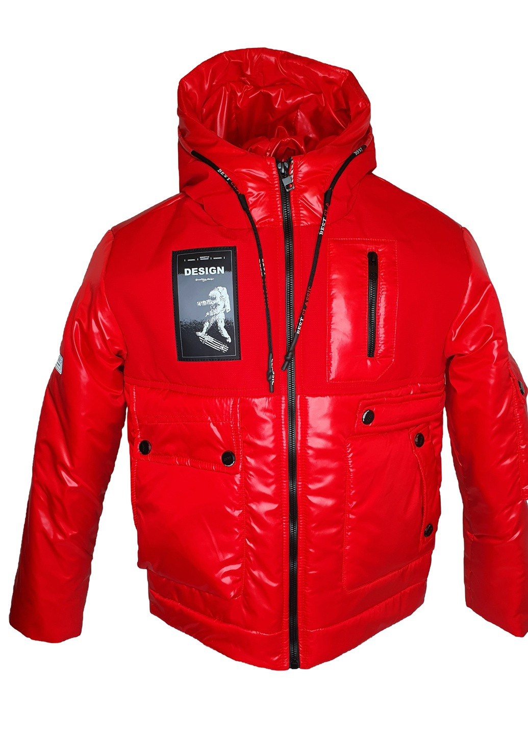 Червона демісезонна куртка із карманом-рюкзаком No Brand Рокки