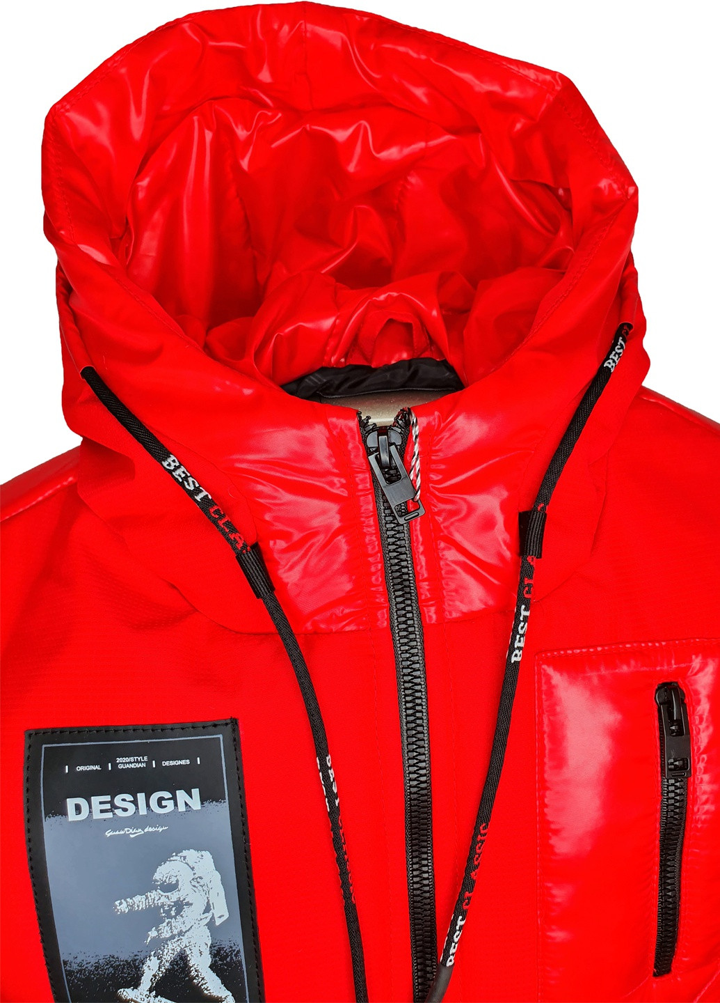 Красная демисезонная куртка с карманом-рукзаком No Brand Рокки