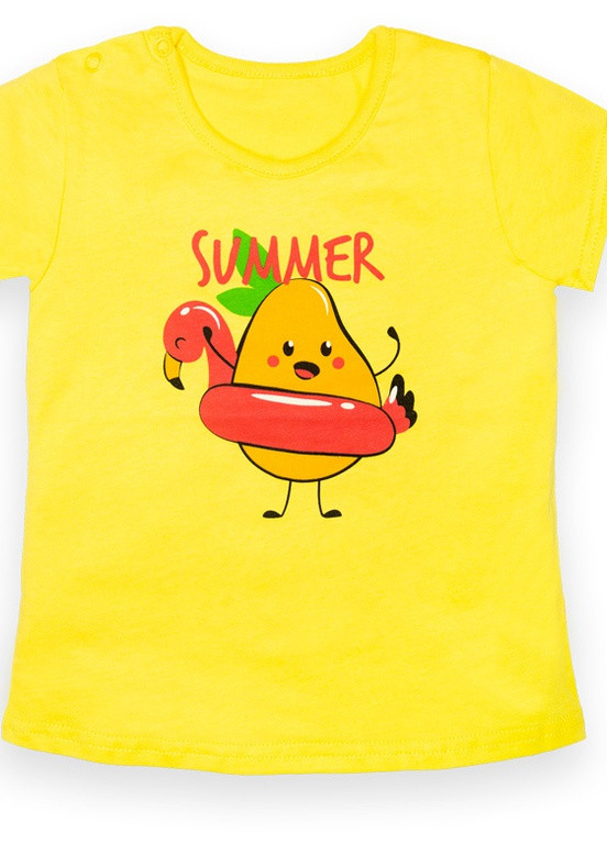Желтая летняя детская футболка для девочки ft-22-6/1 *hello* Габби