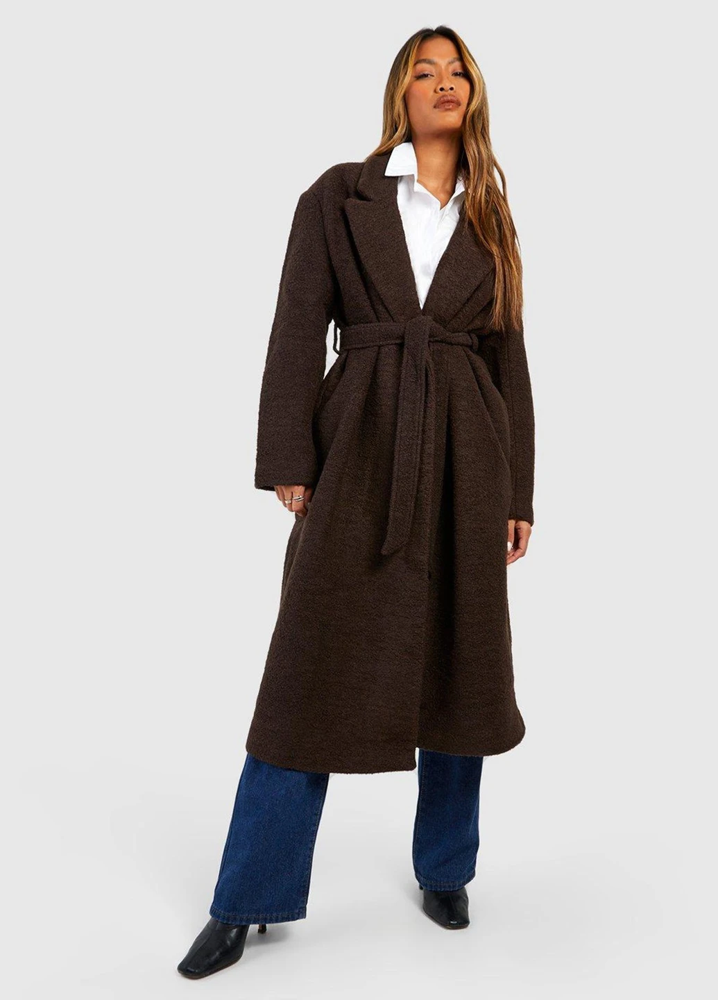 Темно-коричневое демисезонное Пальто Boohoo