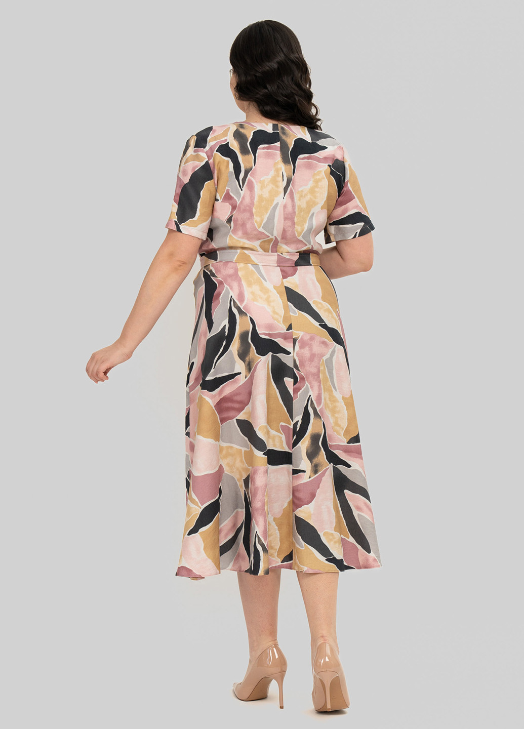 Комбинированное кэжуал платье клеш A'll Posa с абстрактным узором