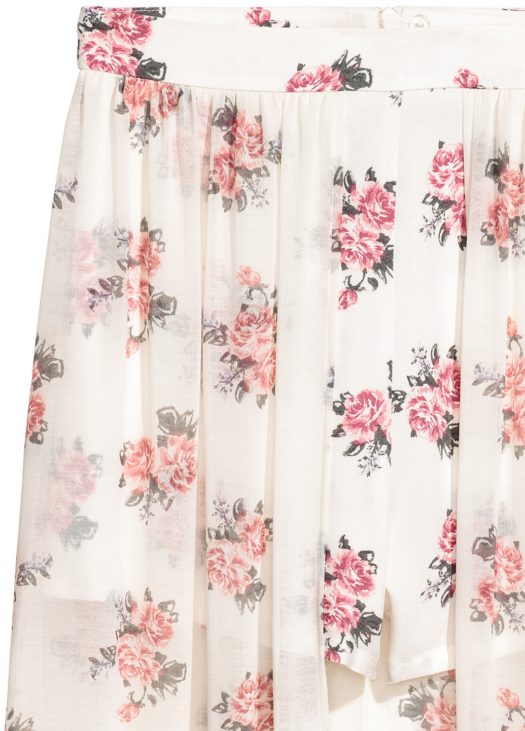 Молочная кэжуал цветочной расцветки юбка H&M а-силуэта (трапеция)