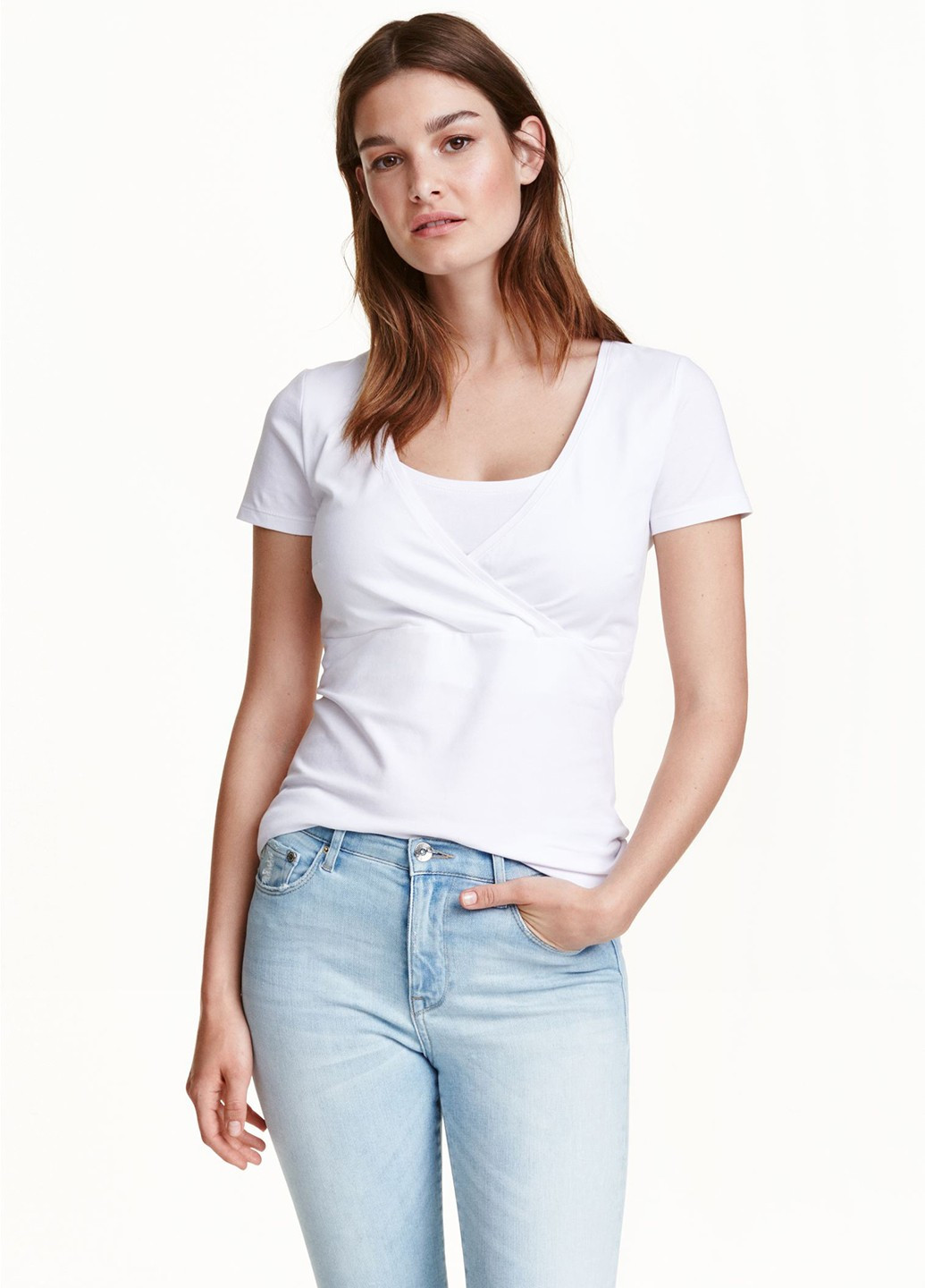 Белая всесезон футболка для кормящих H&M