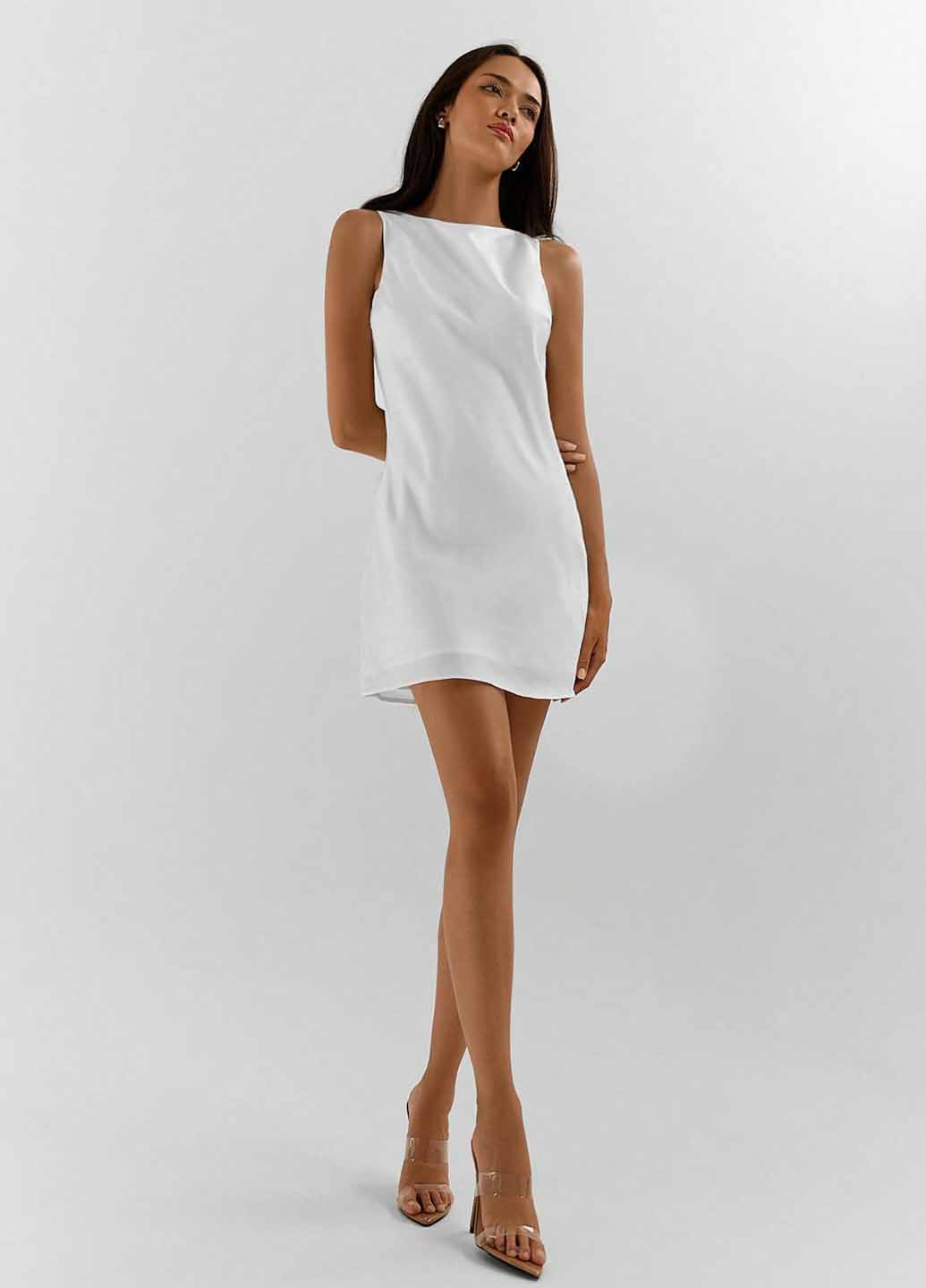 Білий коктейльна сукня з відкритою спиною SHEIN однотонна