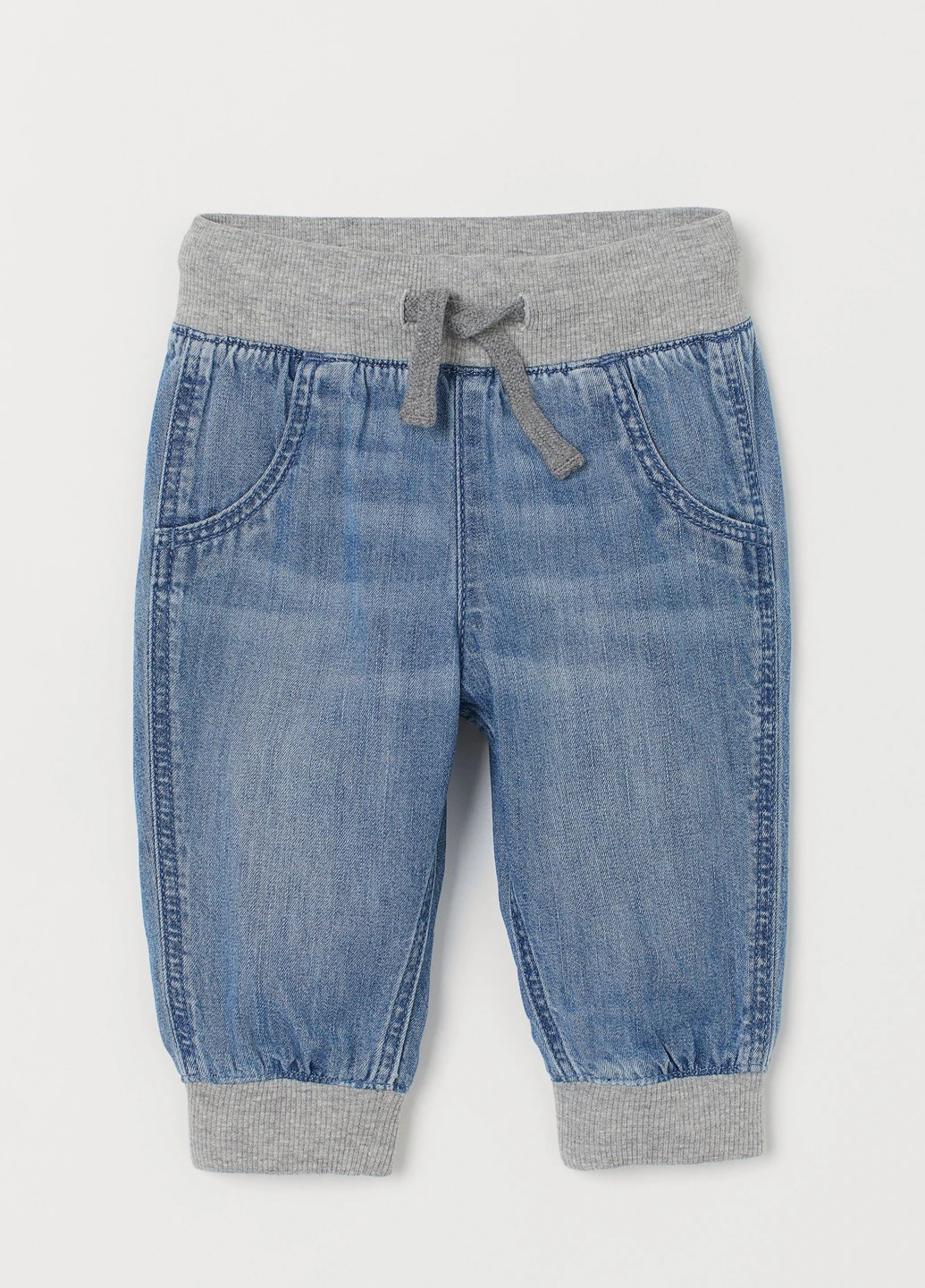Синие джинсовые демисезонные брюки H&M