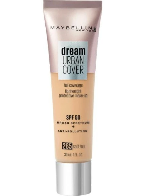 ЗАХИСНА ТОНАЛЬНА ОСНОВА DREAM URBAN COVER ALL-IN-ONE SPF 50 128 warm nude 30ml Maybelline (256239049)