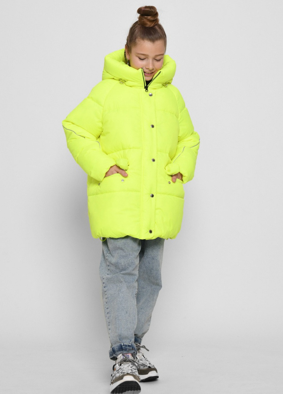Лайм пухова зимова куртка для дівчинки 8500 134-140 см лайм 63112 X-Woyz