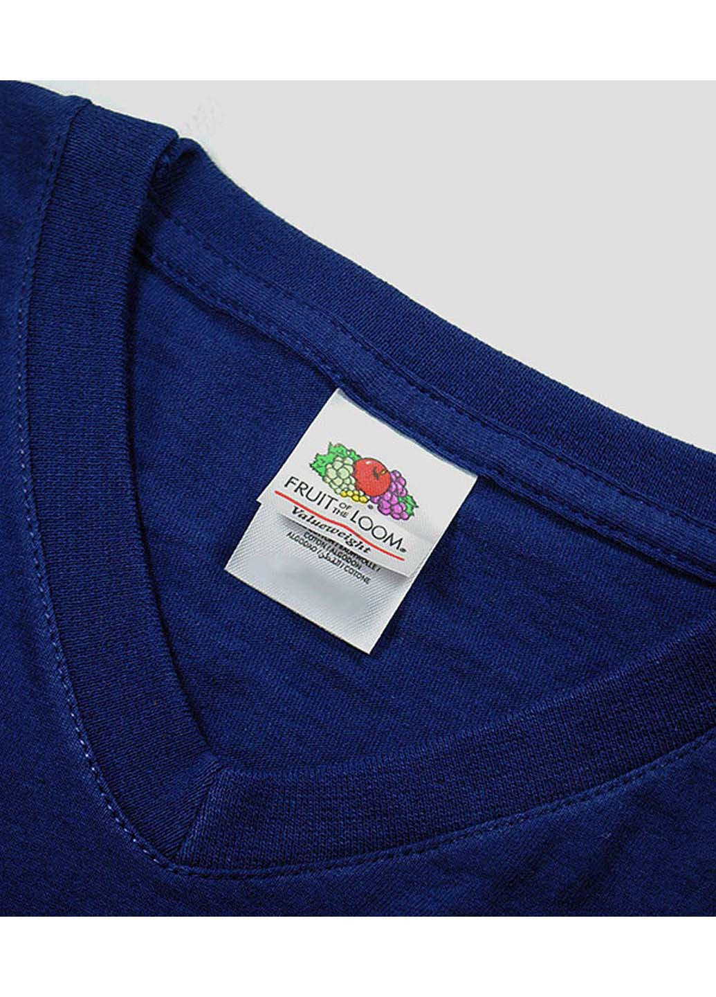 Темно-синяя футболка Fruit of the Loom Valueweight v-neck