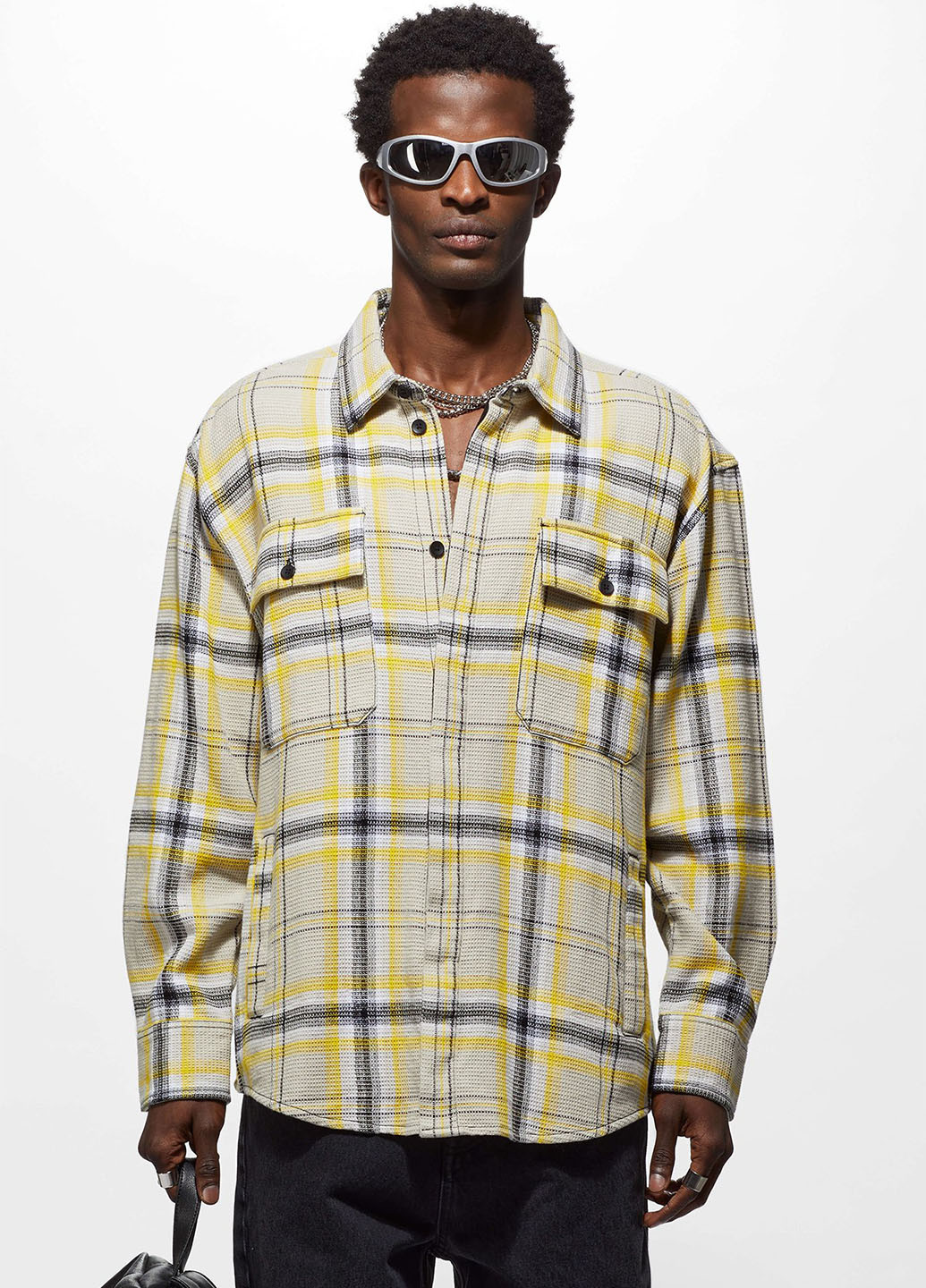 Бежевая кэжуал рубашка в клетку YPS