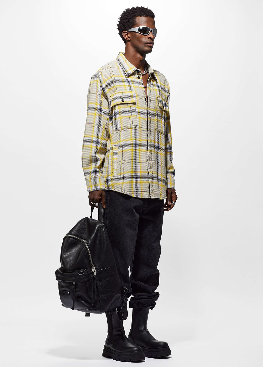 Бежевая кэжуал рубашка в клетку YPS