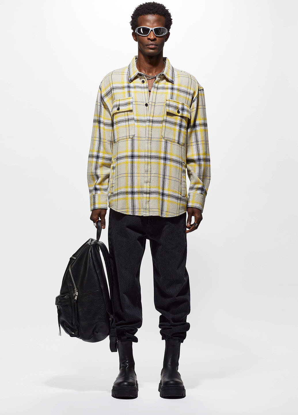 Бежевая кэжуал рубашка в клетку YPS