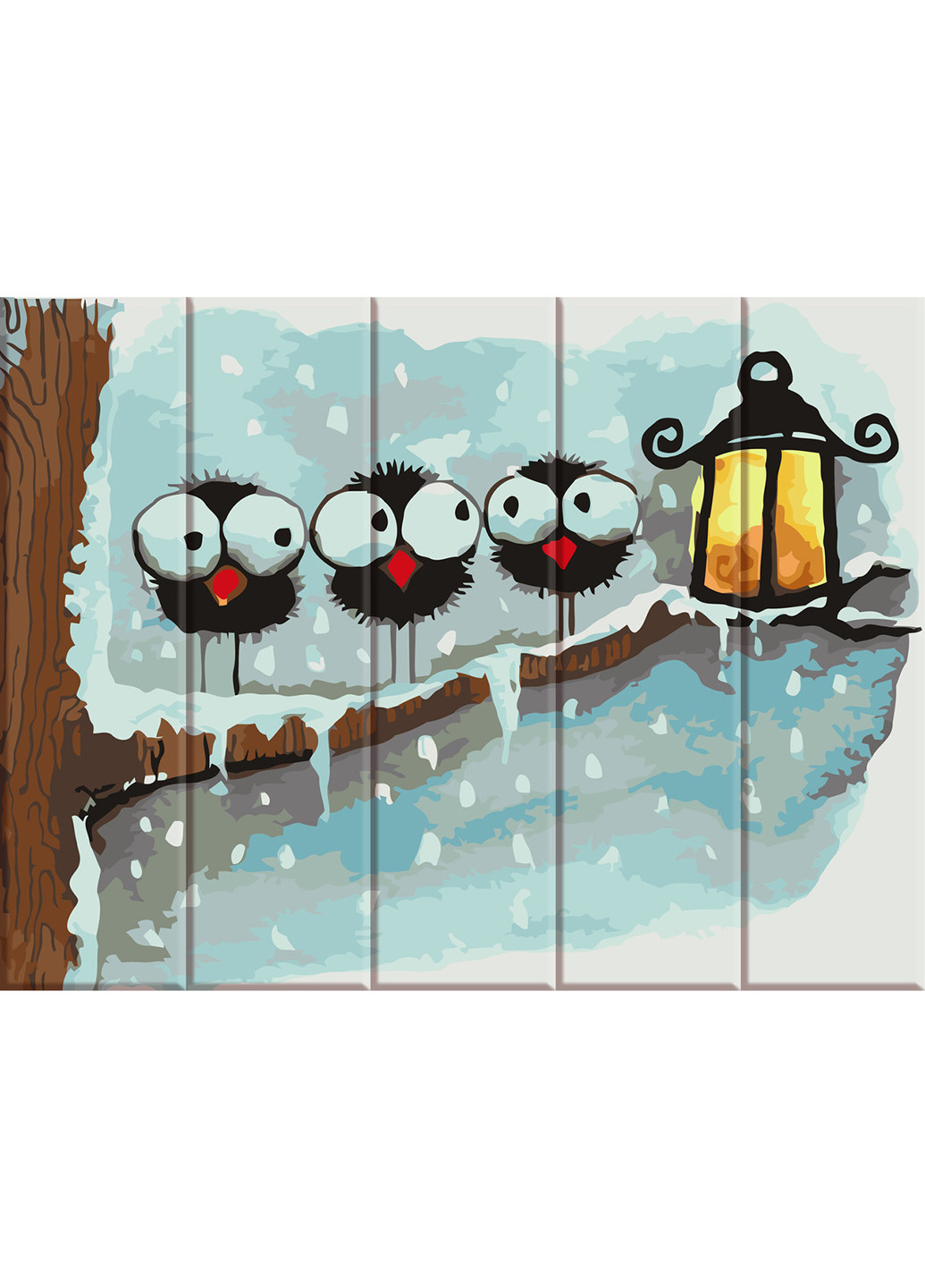 Картина за номерами на дереві "Зимові пташки" 30х40 см ArtStory (252129035)