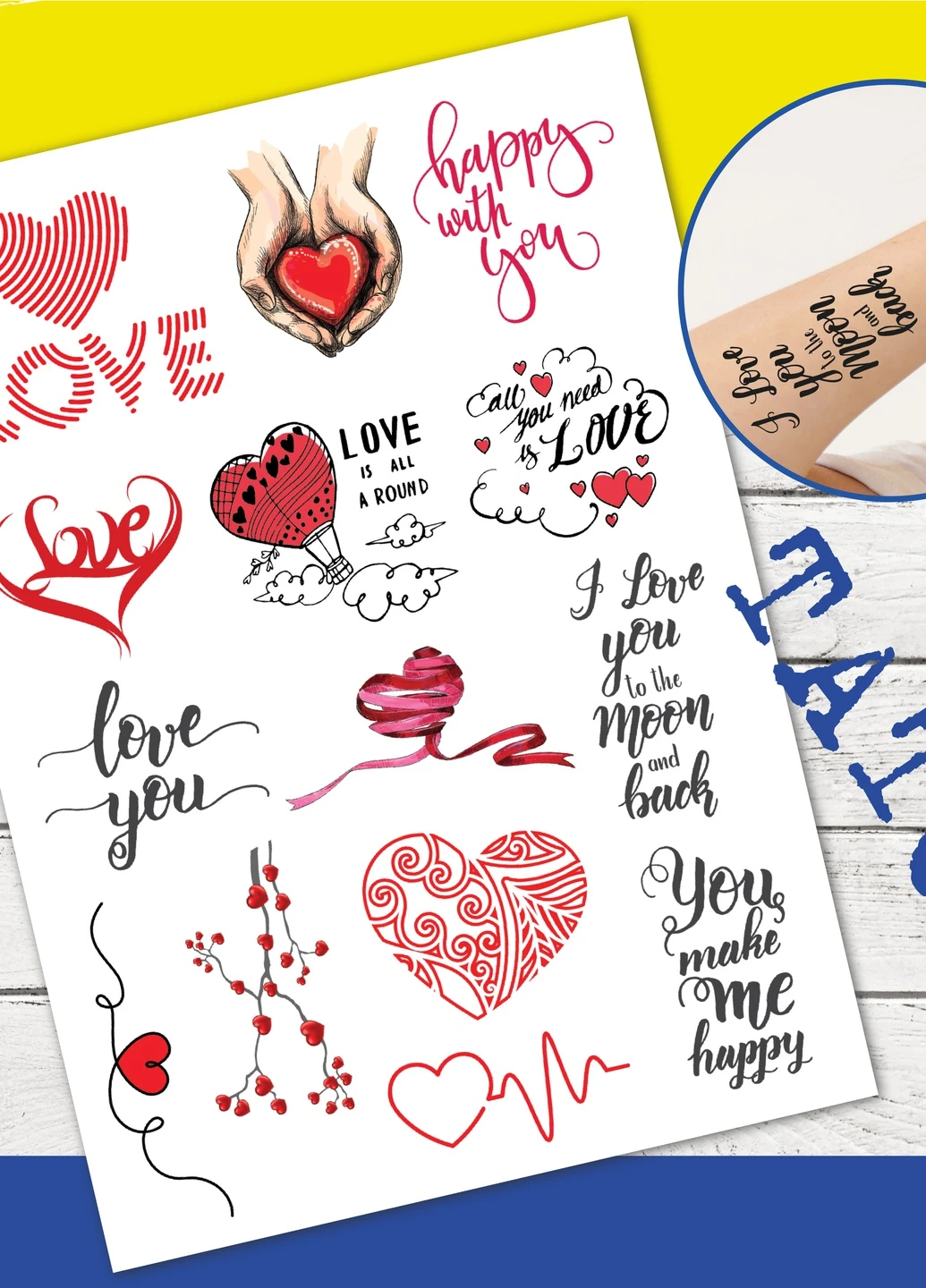 Тимчасові тату StikerUA "HEART MIX" No Brand (254175799)
