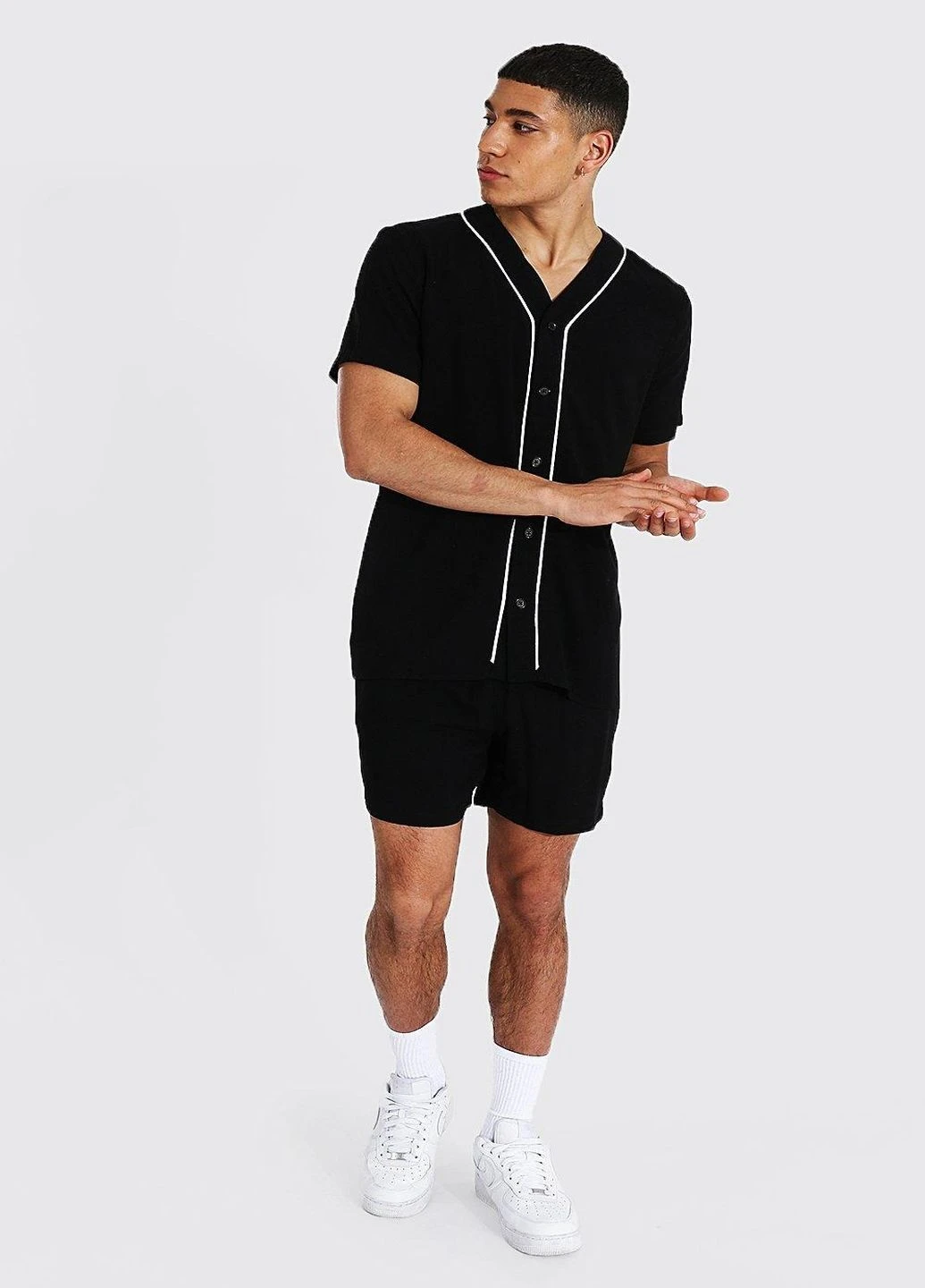 Черная рубашка однотонная Boohoo