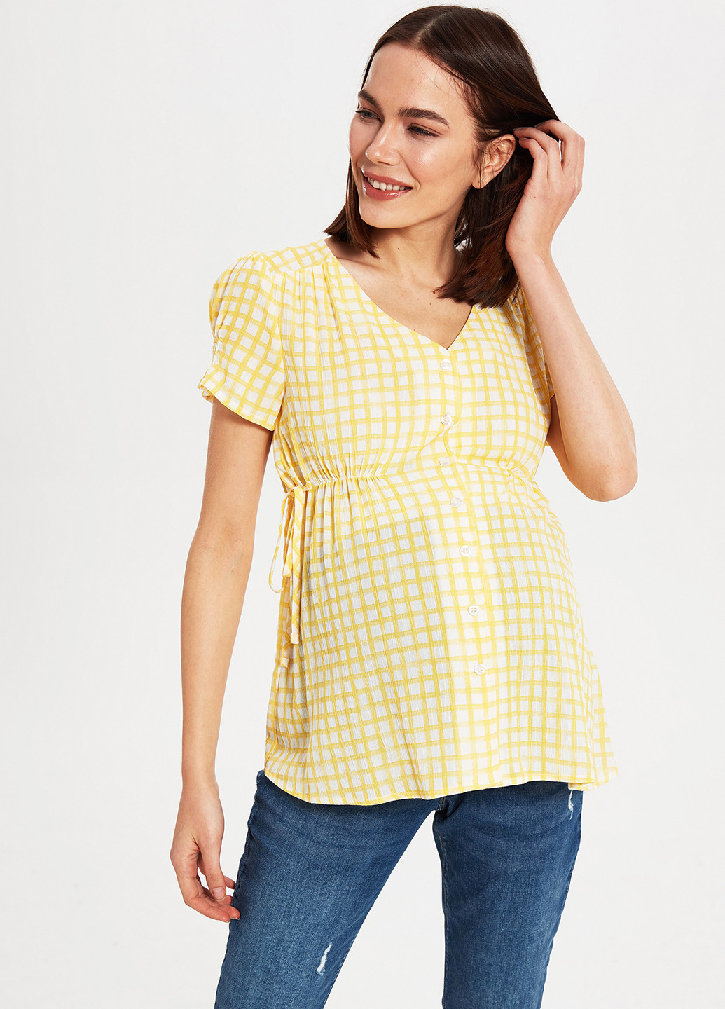 Желтая летняя блуза для беременных LC Waikiki