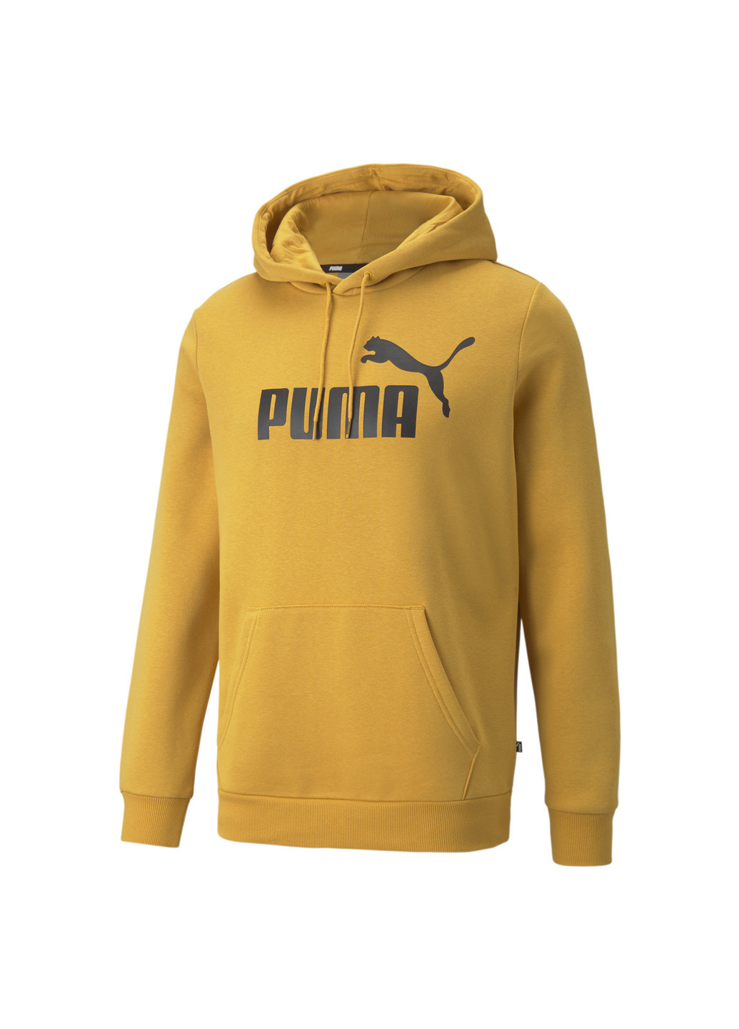 Толстовка Essentials Big Logo Men's Hoodie Puma однотонная жёлтая спортивная хлопок, полиэстер, эластан