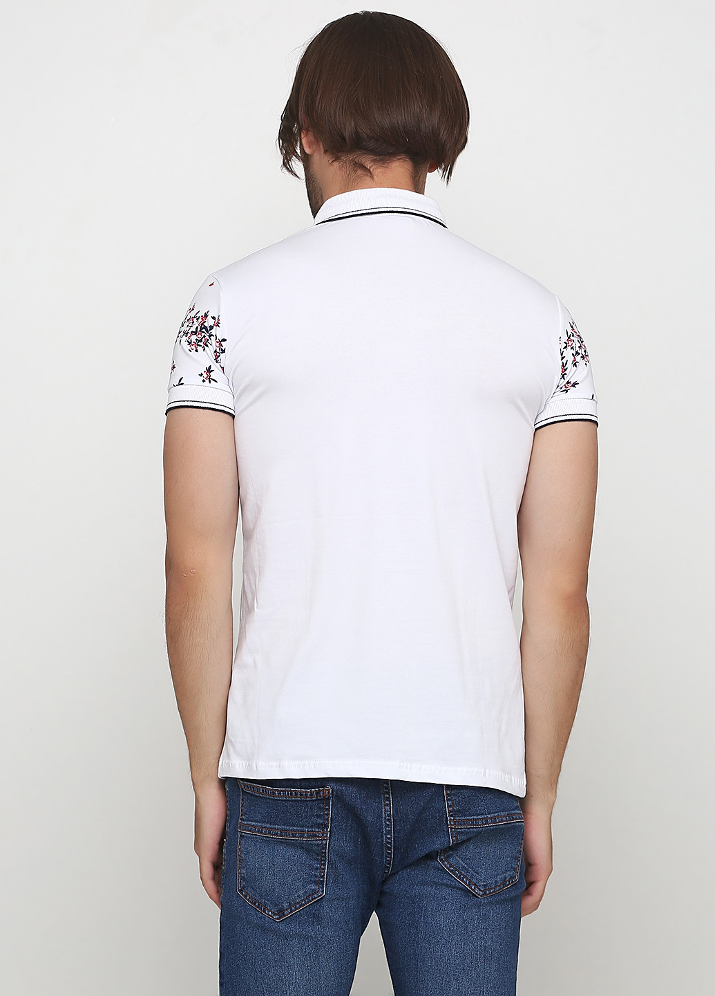 Белая футболка-поло для мужчин Golf с цветочным принтом