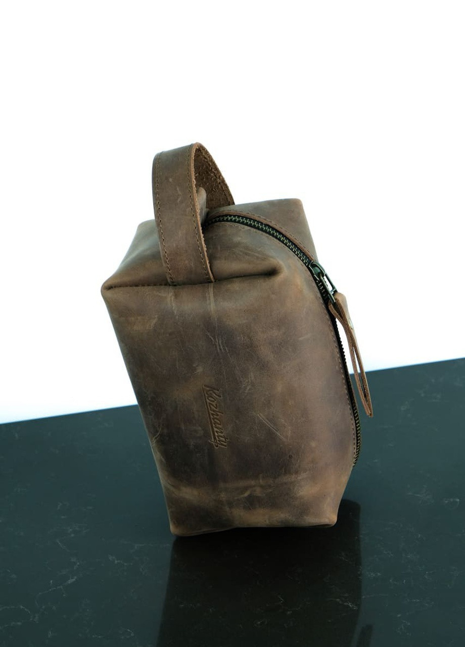 Кожаный органайзер косметичка несессер коричневый винтажный. Для мелких вещей. В сумку в авто в поездку Kozhanty (252348101)