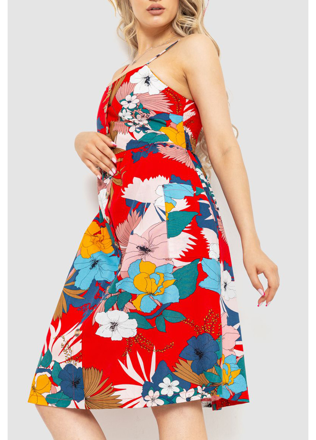 Красное кэжуал платье клеш Ager с цветочным принтом
