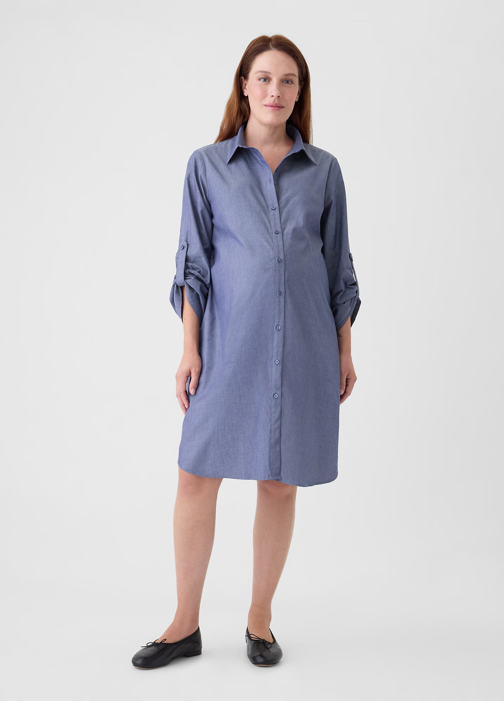 Синее кэжуал платье для беременных рубашка Gap однотонное