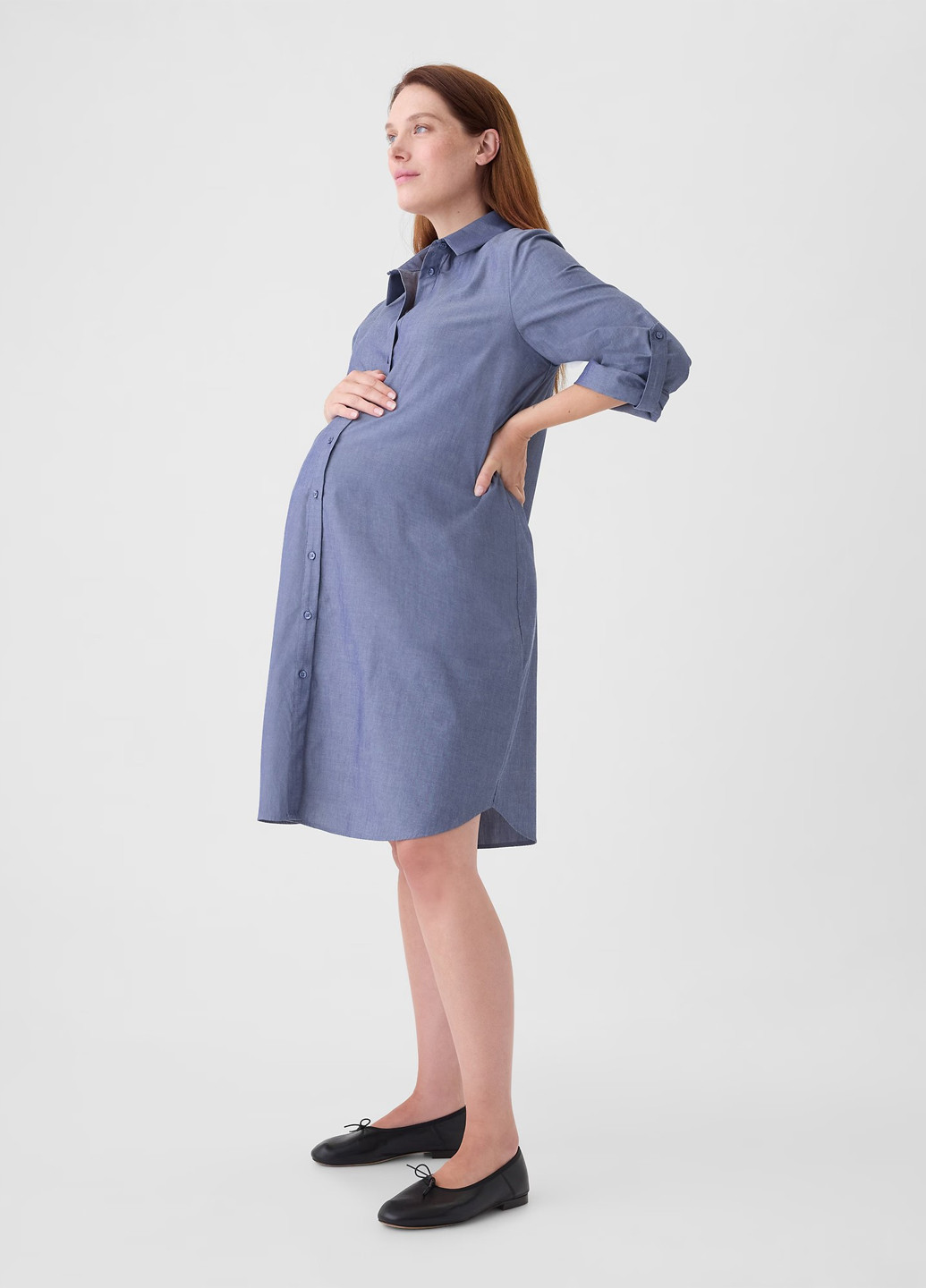 Синее кэжуал платье для беременных рубашка Gap однотонное