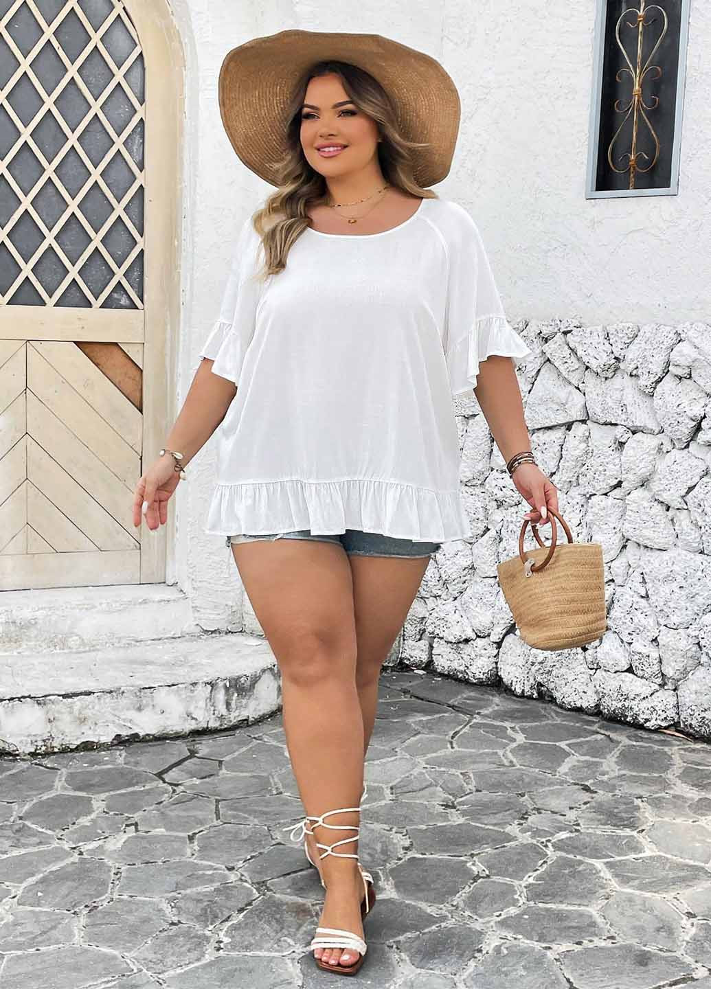 Белая блуза с баской SHEIN