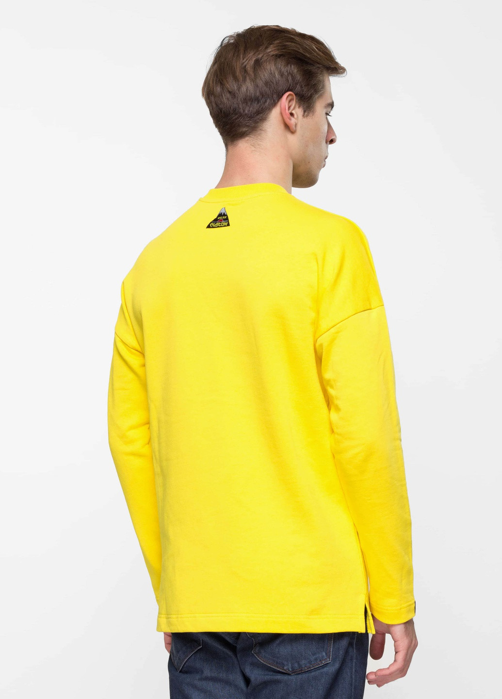 Свитшот Kitsune Yellow Custom Wear - Прямой крой лиса желтый кэжуал хлопок - (251879735)