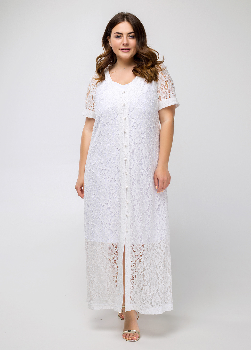 Белое кэжуал платье а-силуэт Luzana однотонное