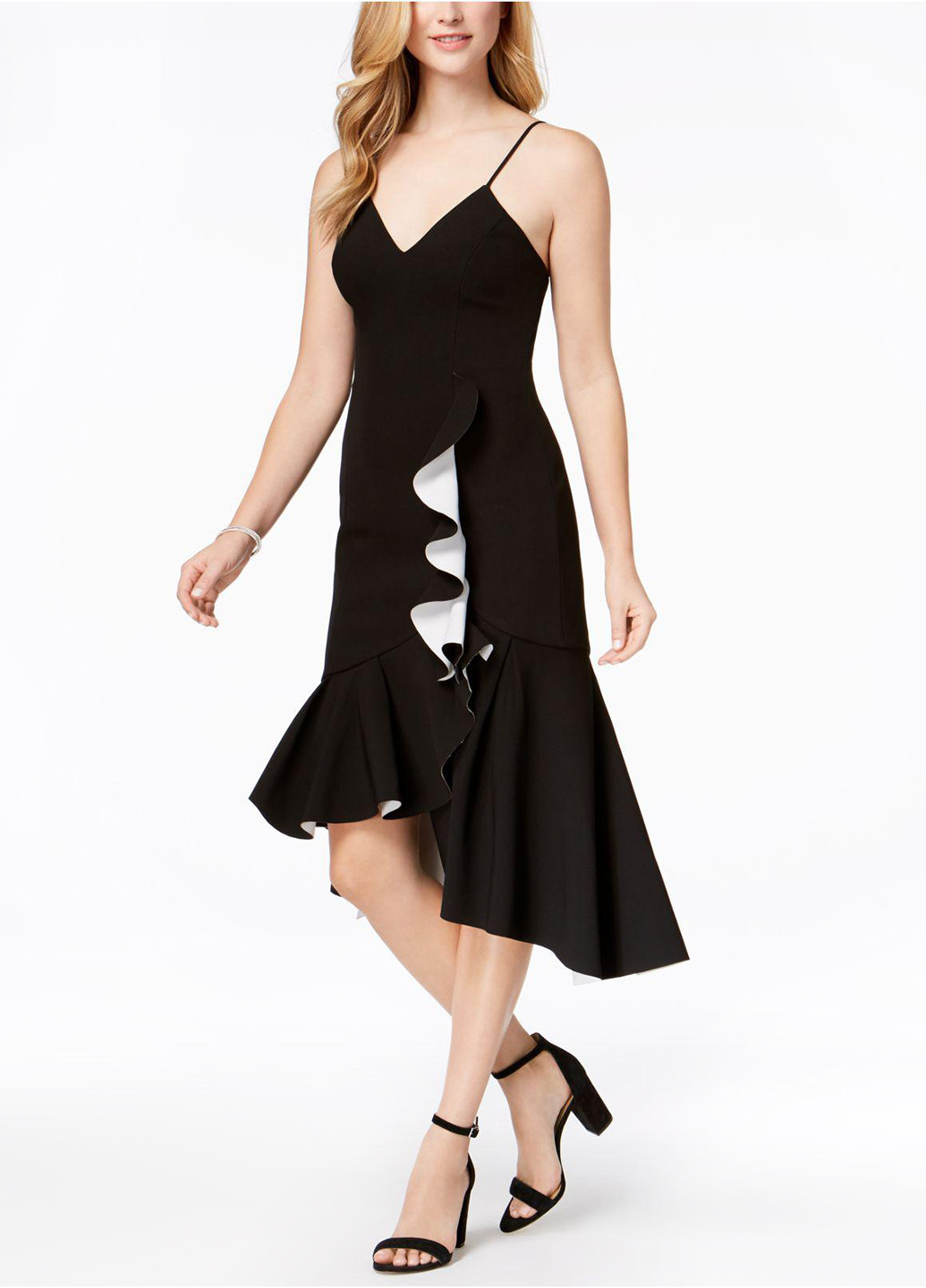 Черное кэжуал платье платье-майка Bardot с рисунком