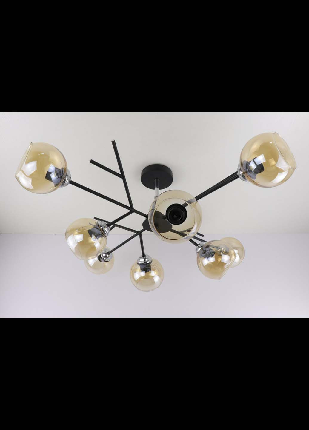 Люстра стельова на 8 лампочок 088/8-bk-br Чорний 34х85х85 см. Handmade (234538145)