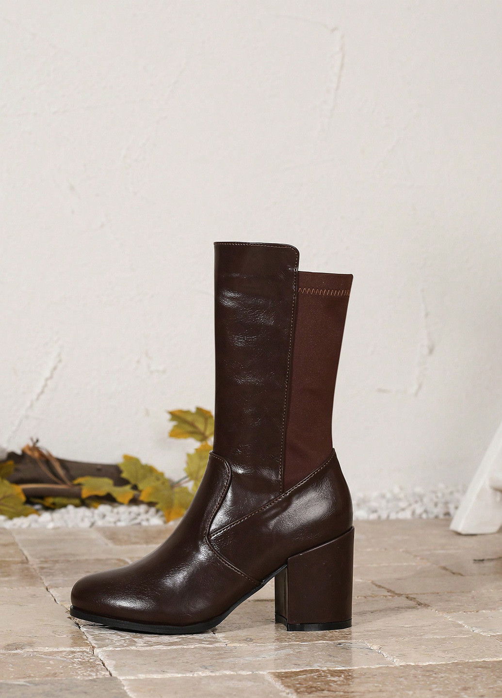 Темно-коричневые осенние полусапоги SHEIN