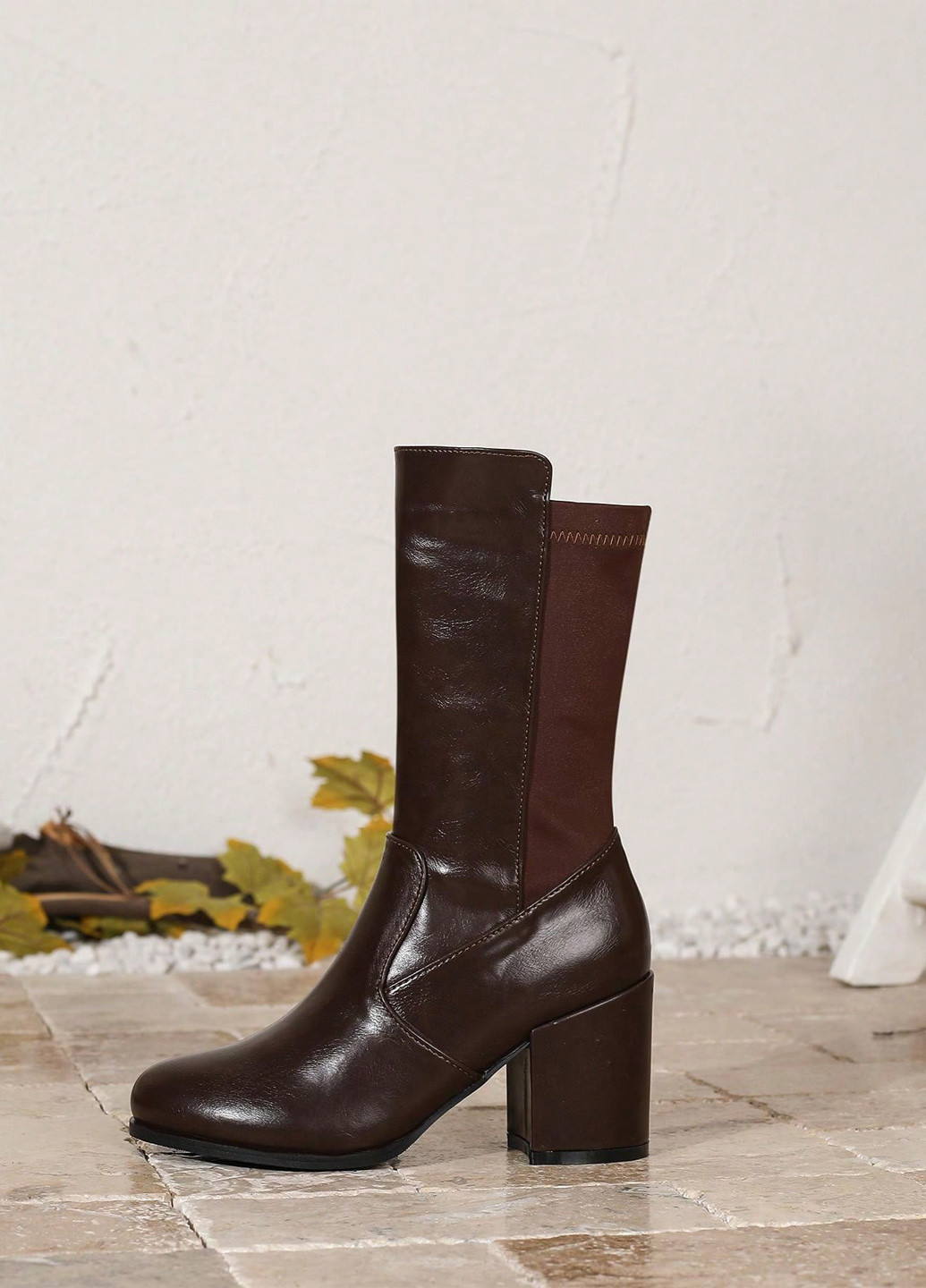 Темно-коричневые осенние полусапоги SHEIN