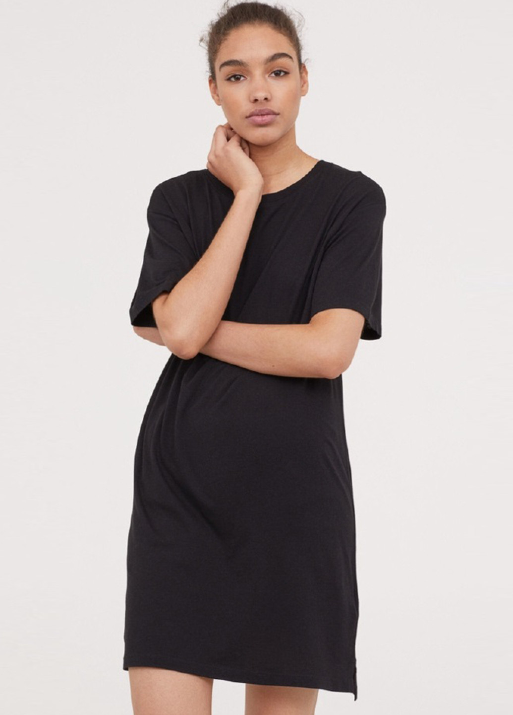 Черное кэжуал платье-футболка H&M однотонное