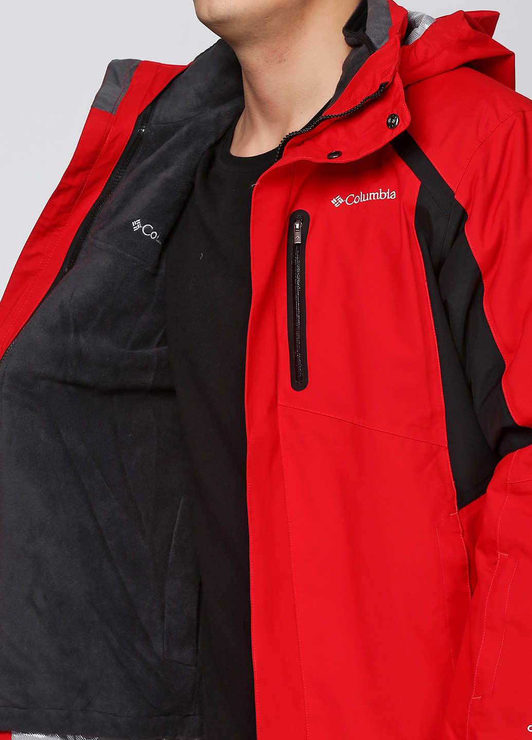 Красная зимняя куртка лыжная Columbia
