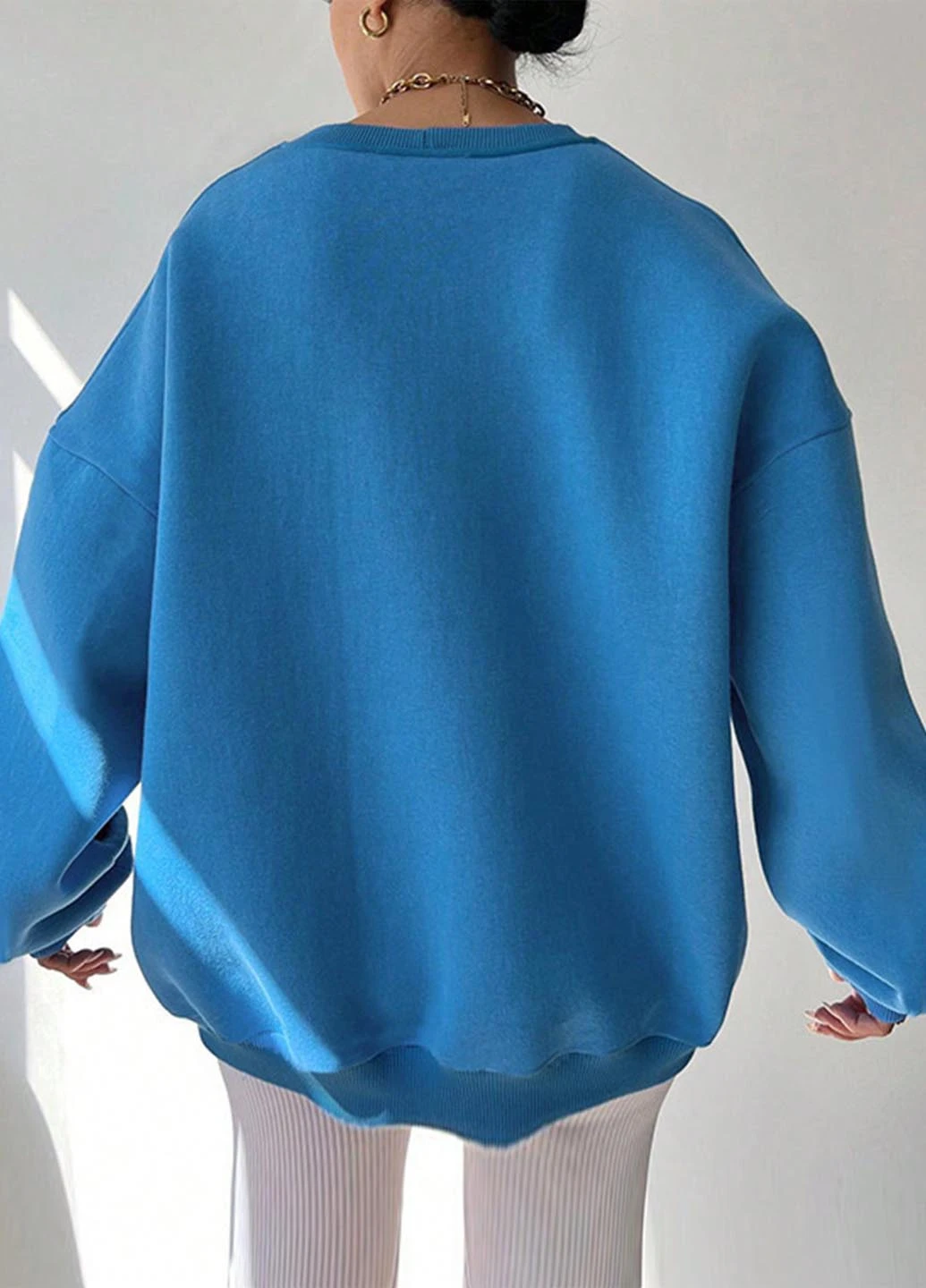 Блакитний світшот SHEIN напис без декору (346914462)