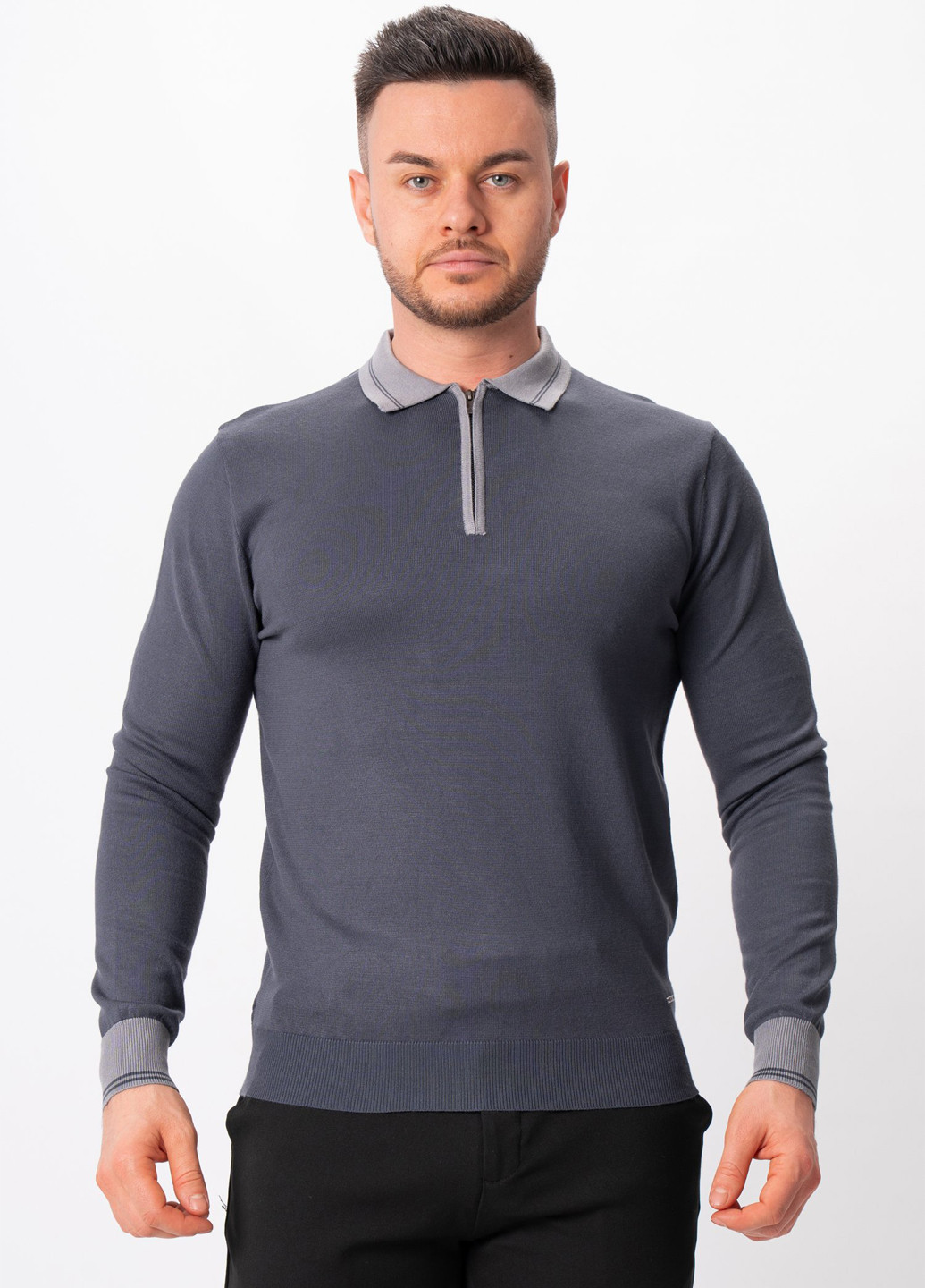 Серая футболка-поло для мужчин Trend Collection колор блок