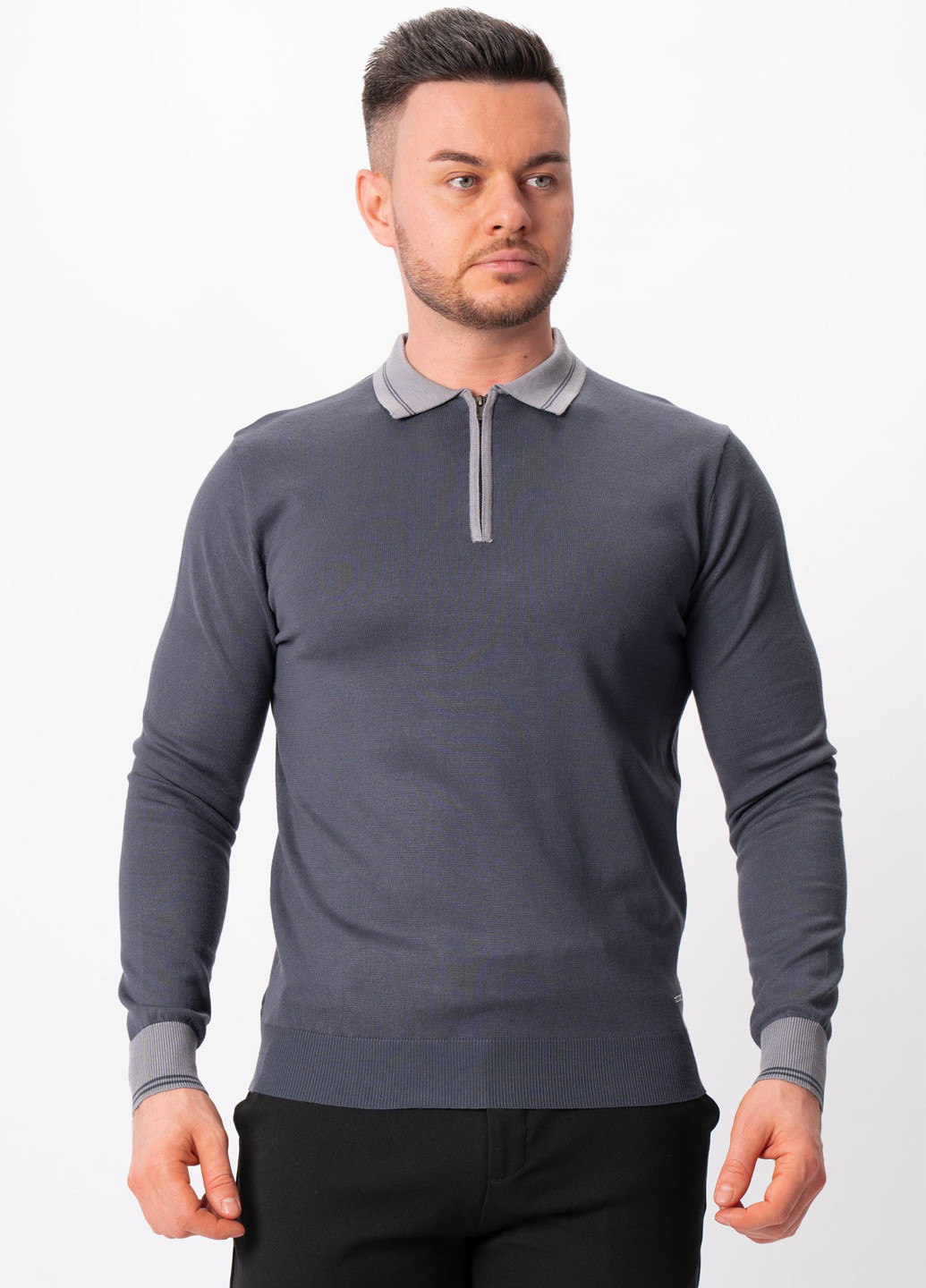 Серая футболка-поло для мужчин Trend Collection колор блок