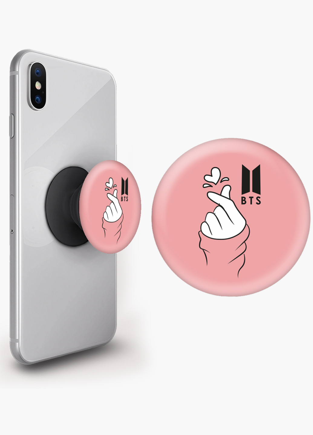 Попсокет (Popsockets) тримач для смартфону БТС (BTS) (8754-1165) Чорний MobiPrint (216748262)