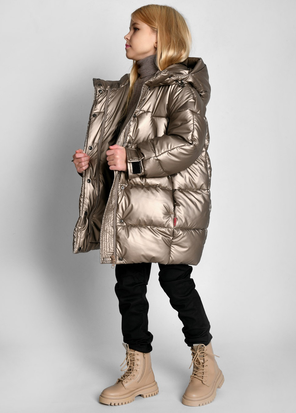 Бронзовая зимняя пуховая куртка для девочек от 6 до 17 лет X-Woyz
