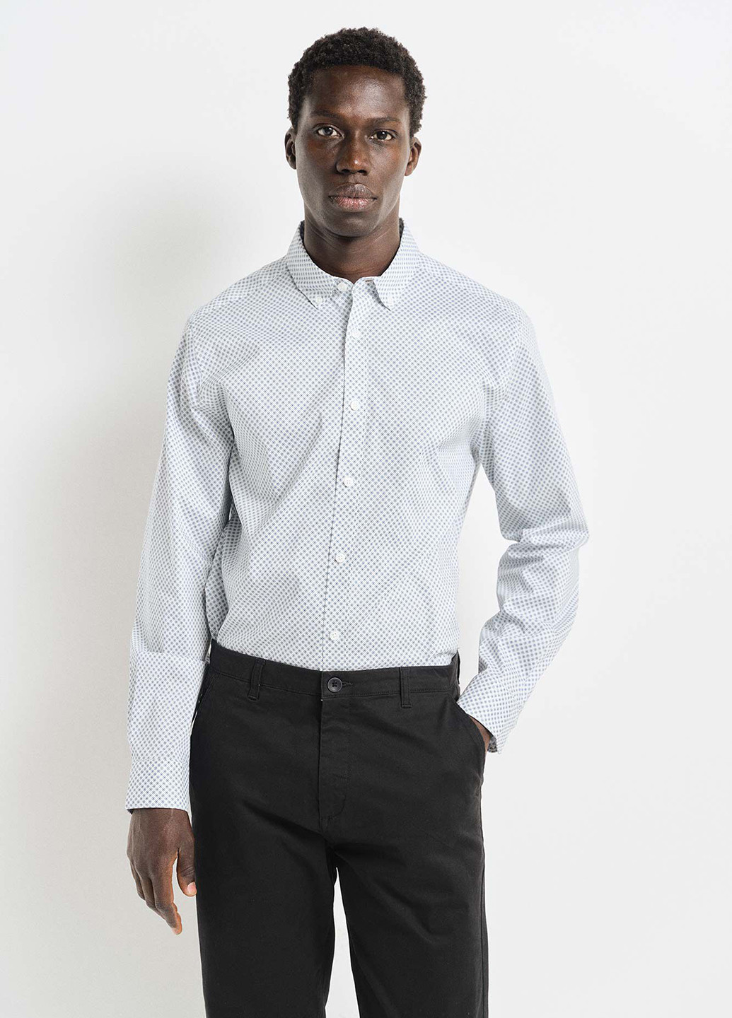 Белая классическая, кэжуал рубашка с геометрическим узором Springfield