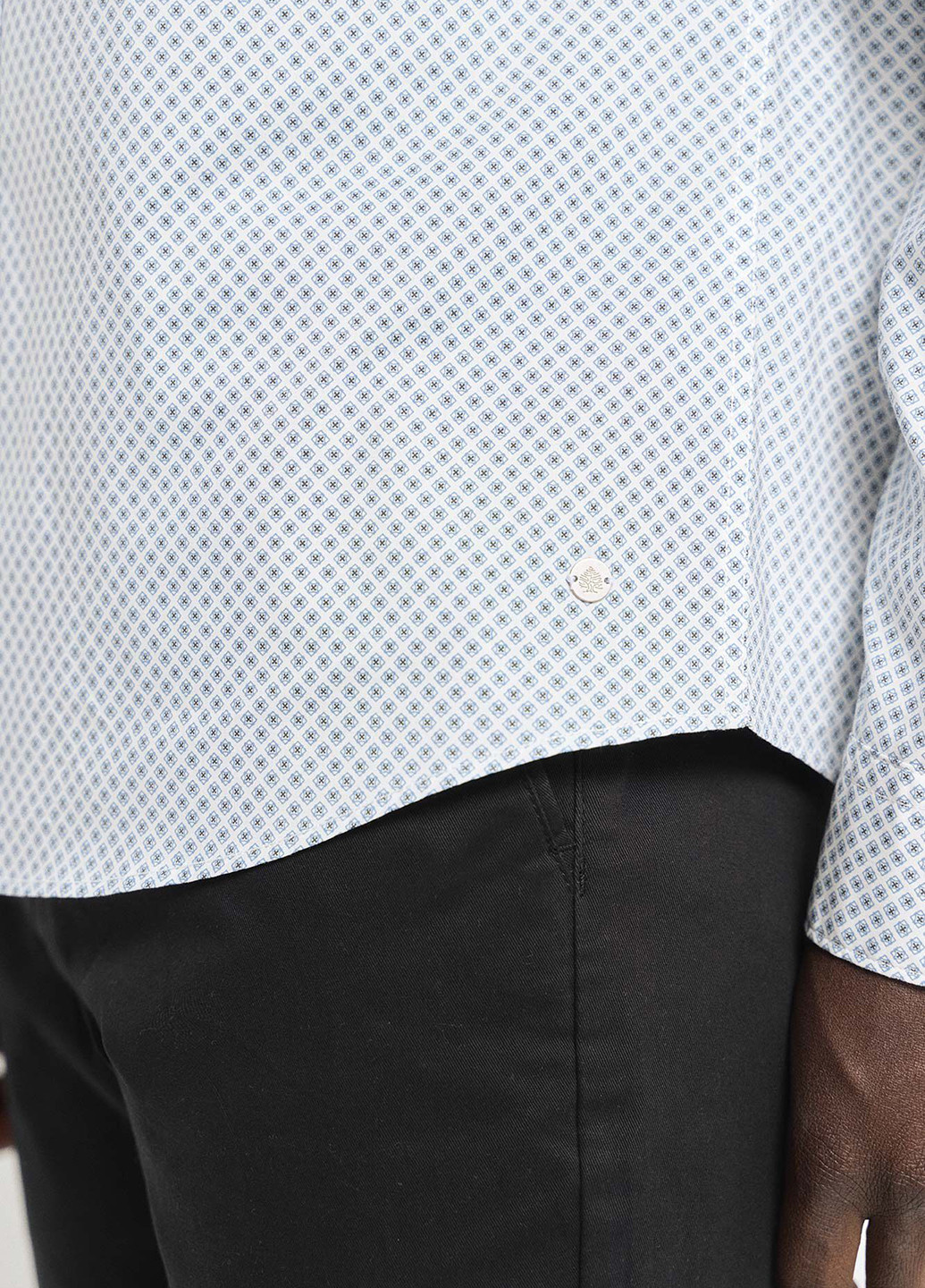 Белая классическая, кэжуал рубашка с геометрическим узором Springfield