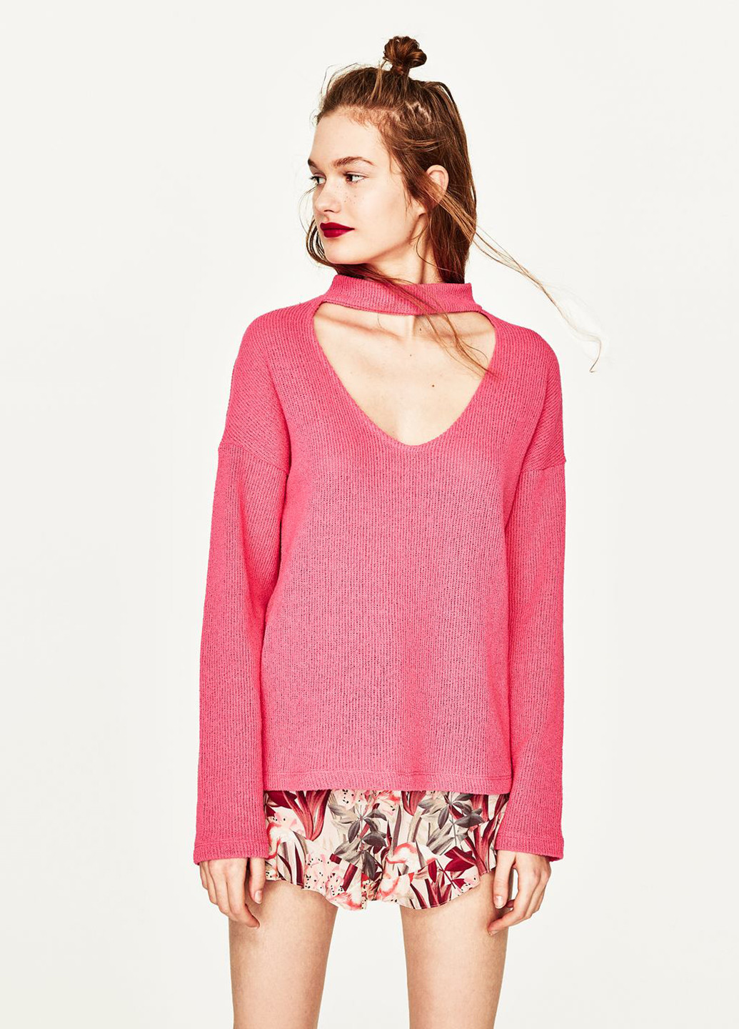 Розовый демисезонный пуловер пуловер Zara